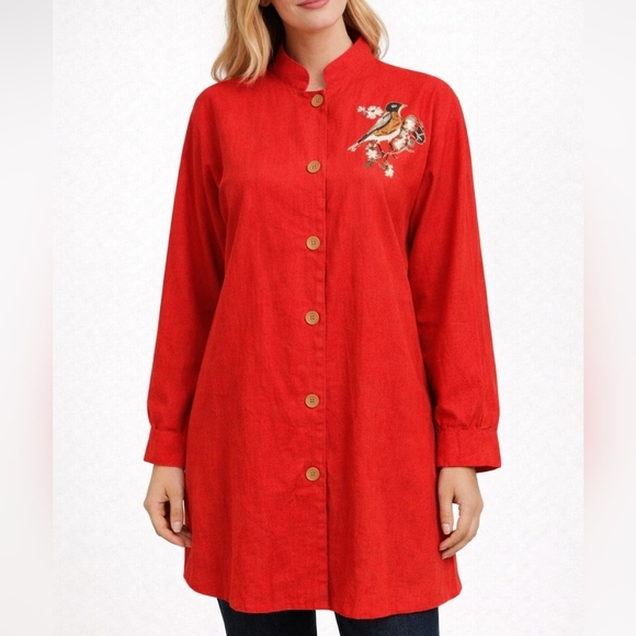 National Wildlife Federation Jackets & Blazers - VTG NATIONAL WILDLIFE FEDERATION Mandarin Collar Nehru Topper Novelty Shacket